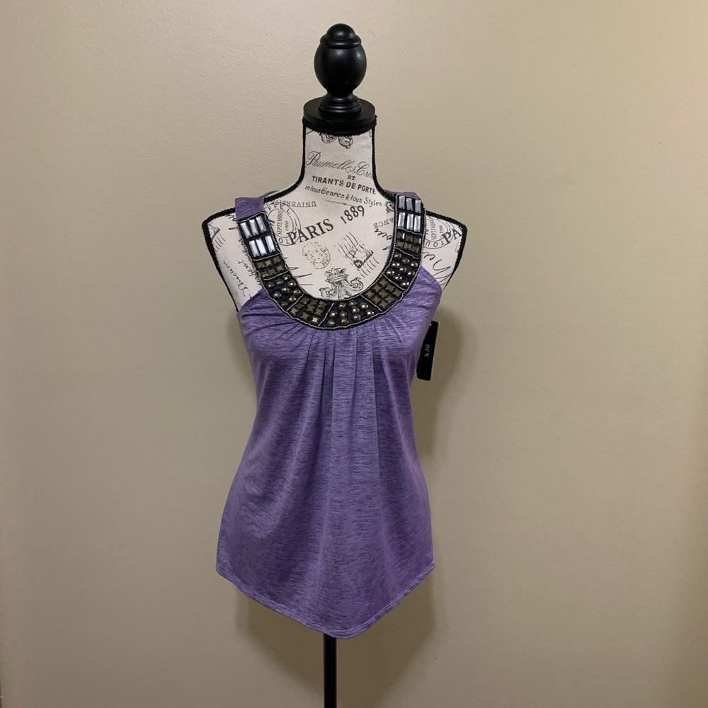 BCX Purple Marled Studded Collar Sleeveless Top Size Medium Tank Top NEW